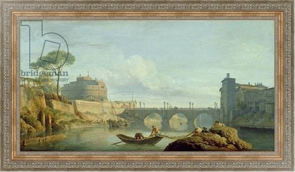 Постер The Bridge and Castle Sant'Angelo, 1745 с типом исполнения На холсте в раме в багетной раме 484.M48.310