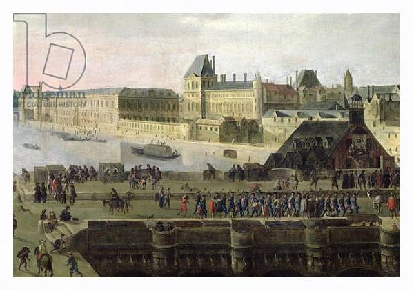 Постер View of the Pont-Neuf and the River Seine looking downstream, detail, c.1633 с типом исполнения На холсте в раме в багетной раме 221-03