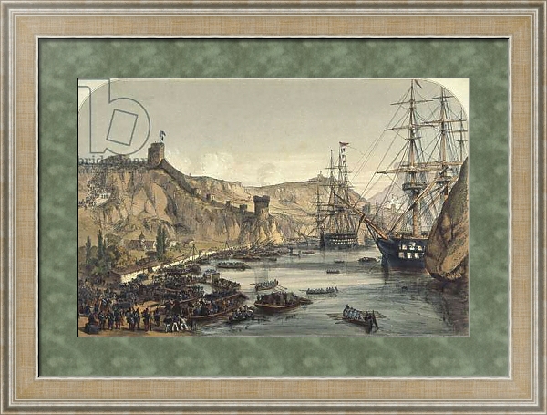 Постер Harbour of Balaklava looking toward the Black Sea, 1859 с типом исполнения Акварель в раме в багетной раме 485.M40.584