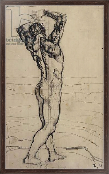 Постер Male Nude, Study for The Truth; Mannlicher Akt, Studie zur Wahrheit, c.1902 с типом исполнения На холсте в раме в багетной раме 221-02