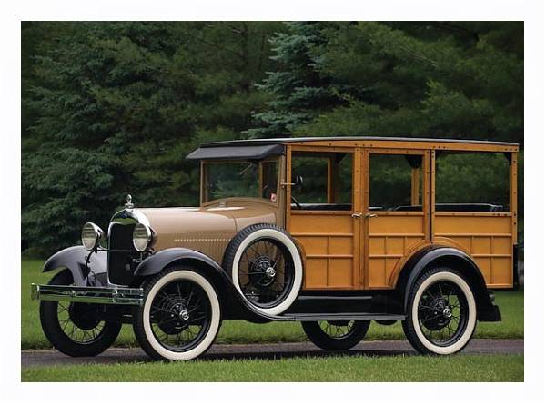Постер Ford Model A Woody Station Wagon '1929 с типом исполнения На холсте в раме в багетной раме 221-03