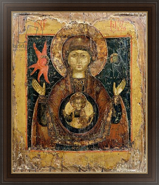 Постер The Mother of God of the Sign, icon, late 17th century с типом исполнения На холсте в раме в багетной раме 1.023.151