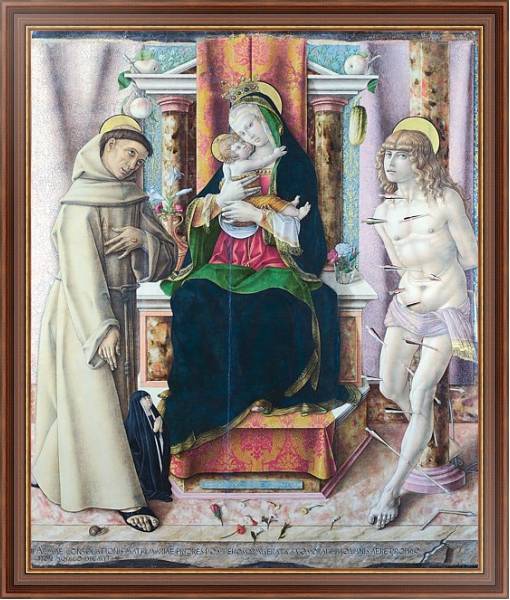 Постер Дева Мария и младенец со святыми Франсисом и Себастьяном с типом исполнения На холсте в раме в багетной раме 35-M719P-83