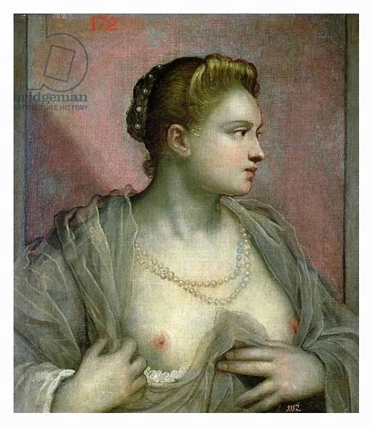 Постер Portrait of a Woman Revealing her Breasts, c.1570 с типом исполнения На холсте в раме в багетной раме 221-03