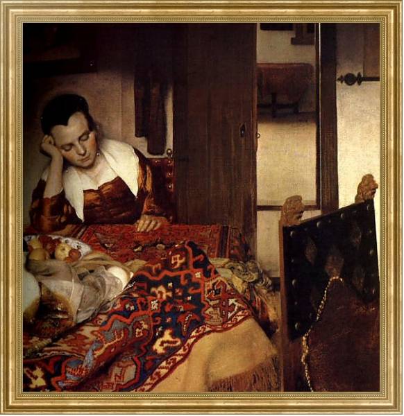 Постер Спящая молодая женщина с типом исполнения На холсте в раме в багетной раме NA033.1.051