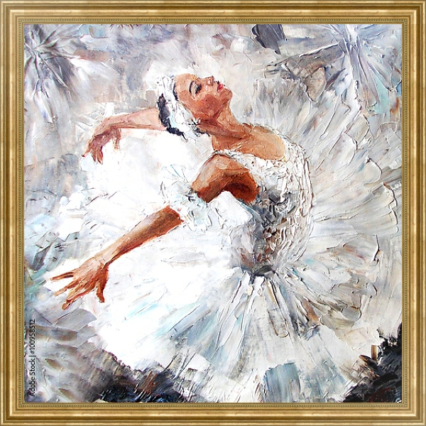 Постер Балерина в белом с типом исполнения На холсте в раме в багетной раме NA033.1.051