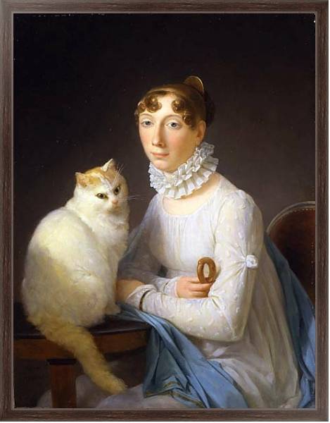 Постер Дама с кошкой с типом исполнения На холсте в раме в багетной раме 221-02