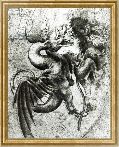 Постер Fight between a Dragon and a Lion с типом исполнения На холсте в раме в багетной раме NA033.1.051
