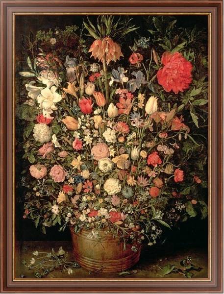Постер Large bouquet of flowers in a wooden tub, 1606-07, с типом исполнения На холсте в раме в багетной раме 35-M719P-83