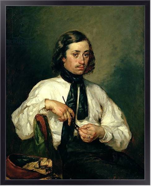 Постер Portrait of Armand Ono, known as The Man with the Pipe, 1843 с типом исполнения На холсте в раме в багетной раме 221-01