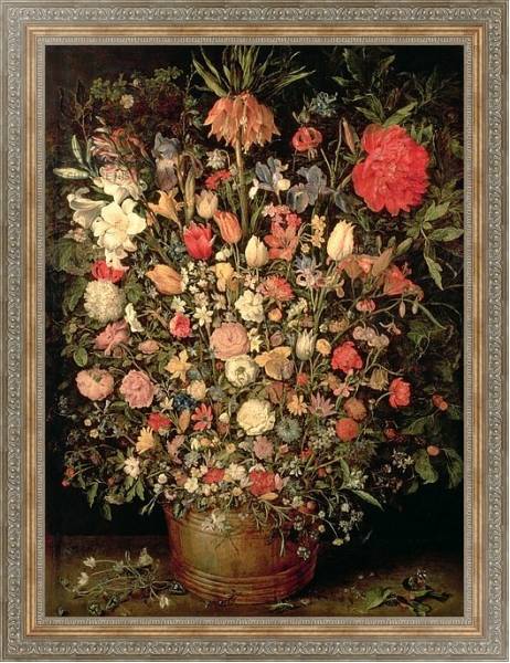 Постер Large bouquet of flowers in a wooden tub, 1606-07, с типом исполнения На холсте в раме в багетной раме 484.M48.310