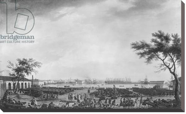 Постер New Port and Arsenal of Toulon, seen from the artillery depot, 1755 с типом исполнения На холсте без рамы