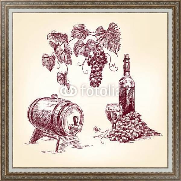 Постер Виноградное вино с типом исполнения На холсте в раме в багетной раме 595.M52.330
