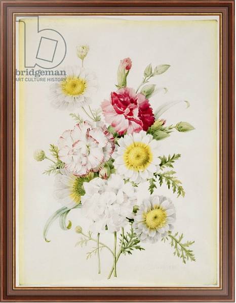 Постер Bunch of Mixed Carnations and White Marigolds, 1839 с типом исполнения На холсте в раме в багетной раме 35-M719P-83