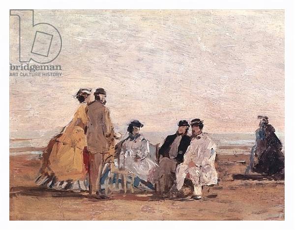 Постер On the Beach at Trouville, c.1865 с типом исполнения На холсте в раме в багетной раме 221-03