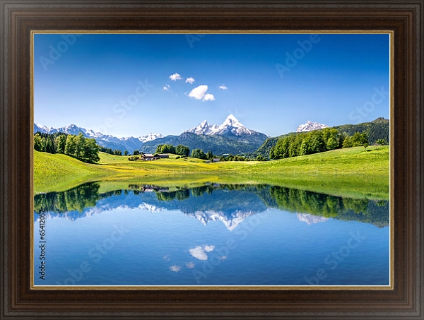 Постер Швейцария. Альпийское горное озеро №2 с типом исполнения На холсте в раме в багетной раме 1.023.151