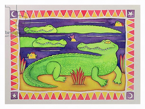Постер Crocodiles с типом исполнения На холсте в раме в багетной раме 221-03