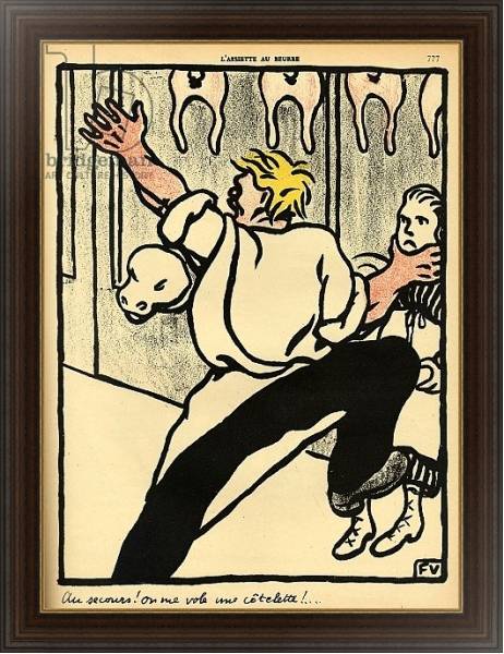 Постер A butcher seizes a woman by the neck and calls for help, 1902 с типом исполнения На холсте в раме в багетной раме 1.023.151