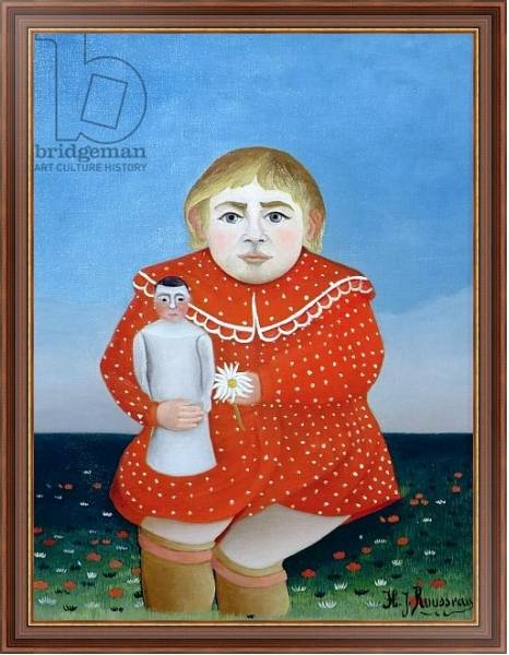 Постер The girl with a doll, c.1892 or c.1904-05 с типом исполнения На холсте в раме в багетной раме 35-M719P-83