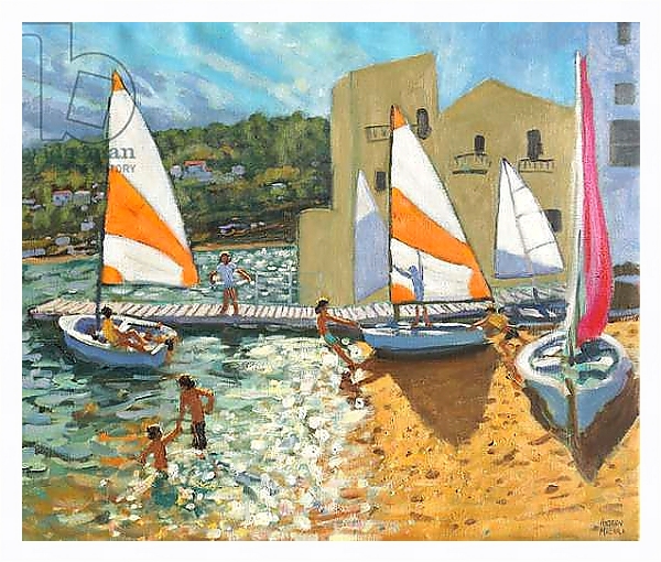 Постер Launching boats,Calella de Palafrugell,Spain, с типом исполнения На холсте в раме в багетной раме 221-03