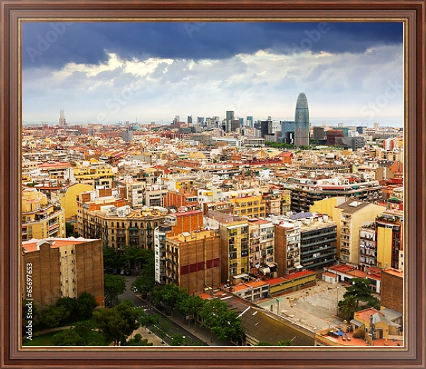 Постер Испания. Вид на Барселону с собора Святого семейства с типом исполнения На холсте в раме в багетной раме 35-M719P-83