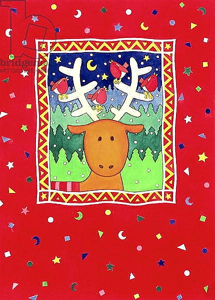Постер Reindeer and Robins с типом исполнения На холсте без рамы