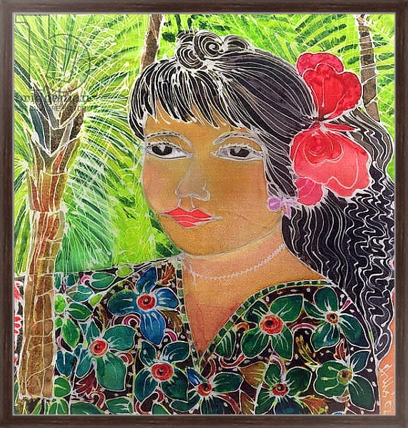 Постер Lady with Hibiscus с типом исполнения На холсте в раме в багетной раме 221-02