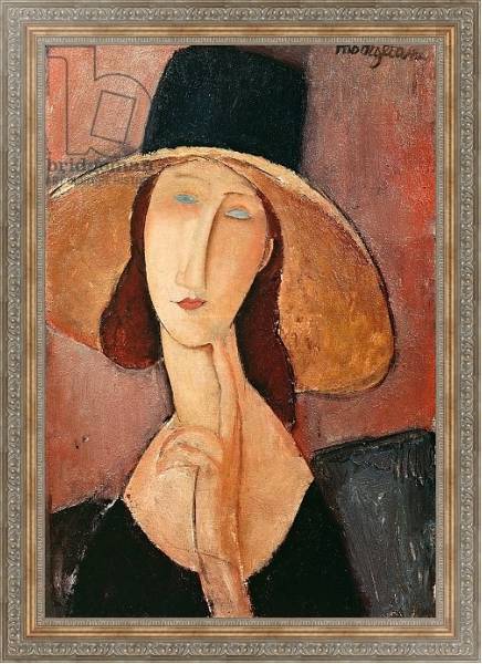 Постер Portrait of Jeanne Hebuterne in a large hat, c.1918-19 с типом исполнения На холсте в раме в багетной раме 484.M48.310