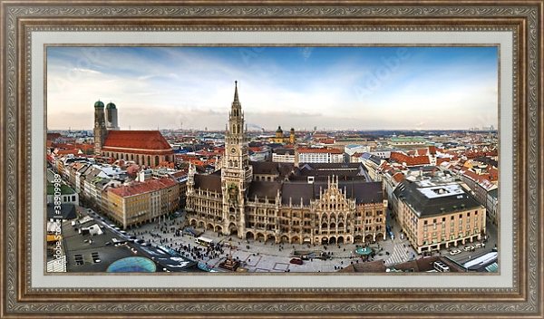 Постер Германия. Мюнхен. Панорама с типом исполнения На холсте в раме в багетной раме 595.M52.330