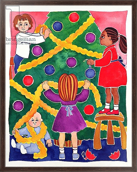 Постер Decorating the Christmas Tree 2 с типом исполнения На холсте в раме в багетной раме 221-02