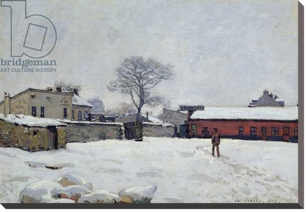 Постер Under Snow: the farmyard at Marly-le-Roi, 1876 с типом исполнения На холсте без рамы