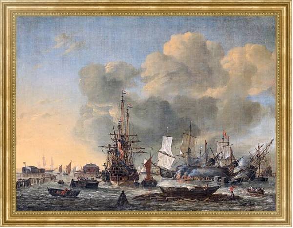 Постер Caulking ships on the IJ near Amsterdam с типом исполнения На холсте в раме в багетной раме NA033.1.051