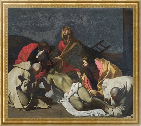 Постер Монахи и женщины молятся над мертвым Христом с типом исполнения На холсте в раме в багетной раме NA033.1.051
