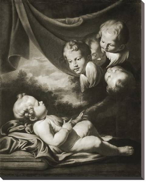 Постер Мальчик с ангелами с типом исполнения На холсте без рамы