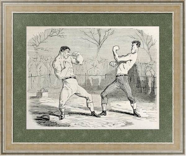 Постер Boxing match. Original, from drawing of Benassis and Darjou, published on L'Illustration, Journal Un с типом исполнения Акварель в раме в багетной раме 485.M40.584