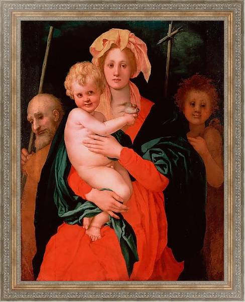 Постер Мадонна с Младенцем, св. Иосифом и Иоанном Крестителем с типом исполнения На холсте в раме в багетной раме 484.M48.310