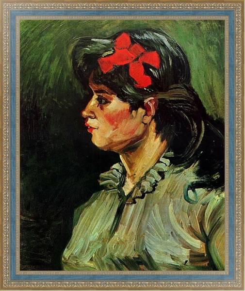 Постер Портрет женщины с красной лентой с типом исполнения На холсте в раме в багетной раме 484.M48.685