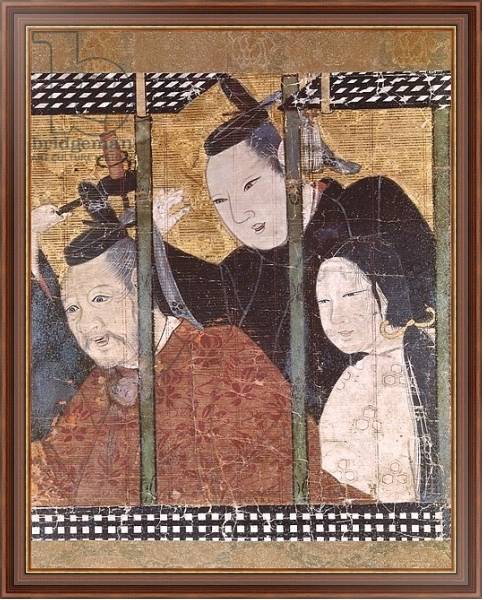 Постер Two men and a woman behind an awning, detail from a screen, 15th-18th century с типом исполнения На холсте в раме в багетной раме 35-M719P-83