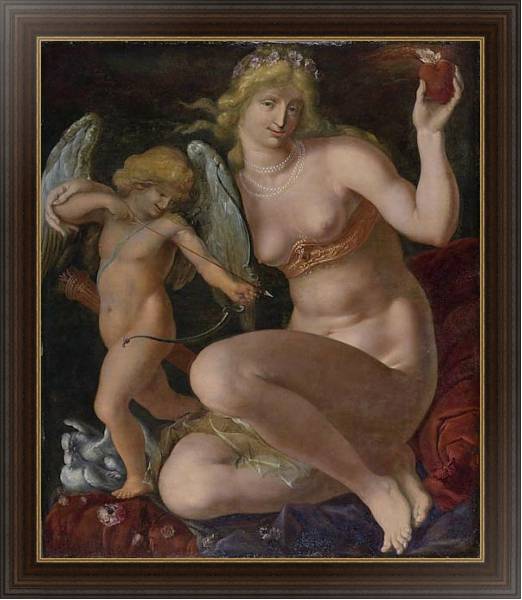 Постер Венера и Купидон с типом исполнения На холсте в раме в багетной раме 1.023.151
