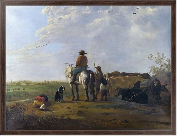 Постер Пастух с помошниками и скотом с типом исполнения На холсте в раме в багетной раме 221-02