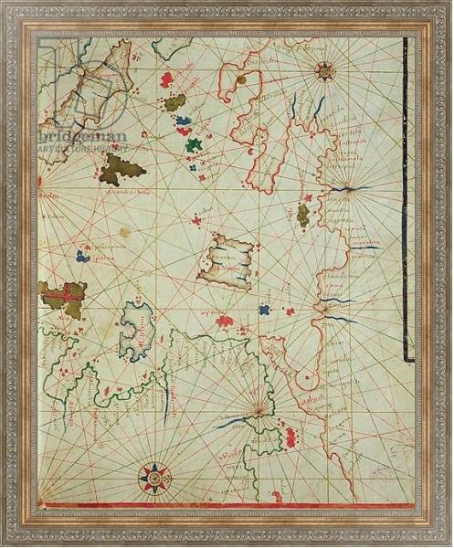 Постер The Peloponnese with the island of Limnos, from a nautical atlas, 1646 с типом исполнения На холсте в раме в багетной раме 484.M48.310