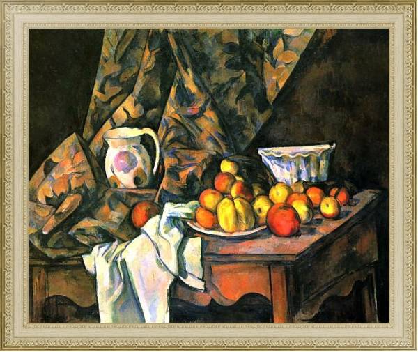 Постер Натюрморт с яблоками и персиками с типом исполнения На холсте в раме в багетной раме 484.M48.725