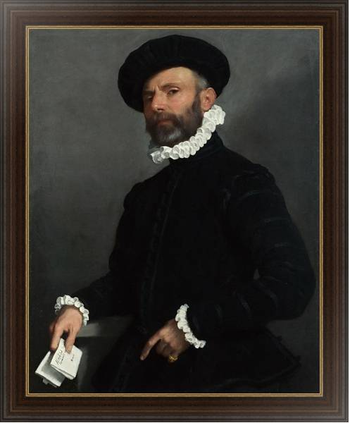 Постер Портрет мужчины, держащего письмо с типом исполнения На холсте в раме в багетной раме 1.023.151