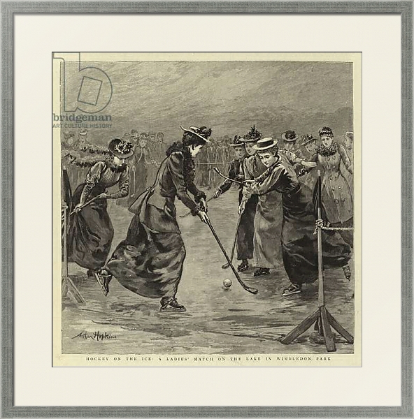 Постер Hockey on the Ice, a Ladies' Match on the Lake in Wimbledon Park с типом исполнения Под стеклом в багетной раме 1727.2510