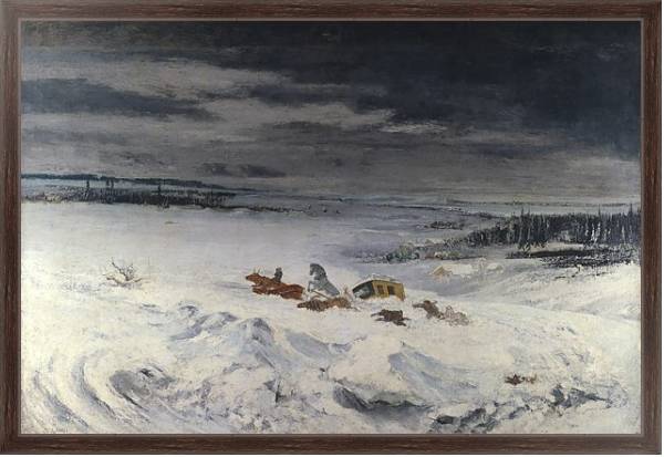 Постер Дилижанс в снегу с типом исполнения На холсте в раме в багетной раме 221-02