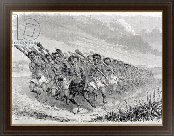 Постер Maori Warriors Performing a War Dance, illustration from 'The Return to the World' с типом исполнения На холсте в раме в багетной раме 1.023.151