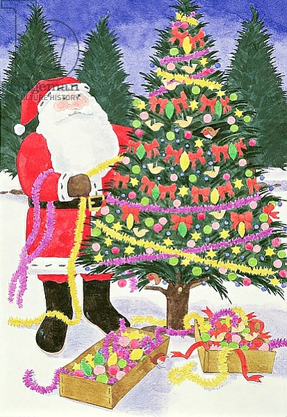 Постер Santa's Trees с типом исполнения На холсте без рамы