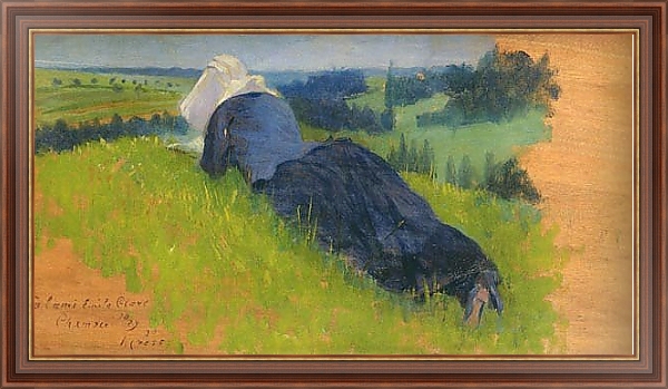 Постер Крестьянка на траве с типом исполнения На холсте в раме в багетной раме 35-M719P-83