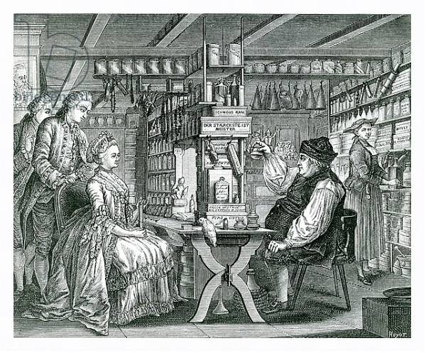 Постер La Pharmacie Rustique, print made by Bartolomaus Hubner, 1774 с типом исполнения На холсте в раме в багетной раме 221-03