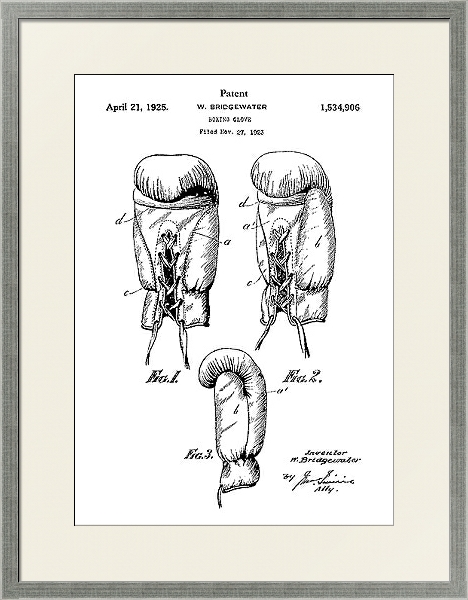 Постер Патент на боксерские перчатки, 1925г с типом исполнения Под стеклом в багетной раме 1727.2510